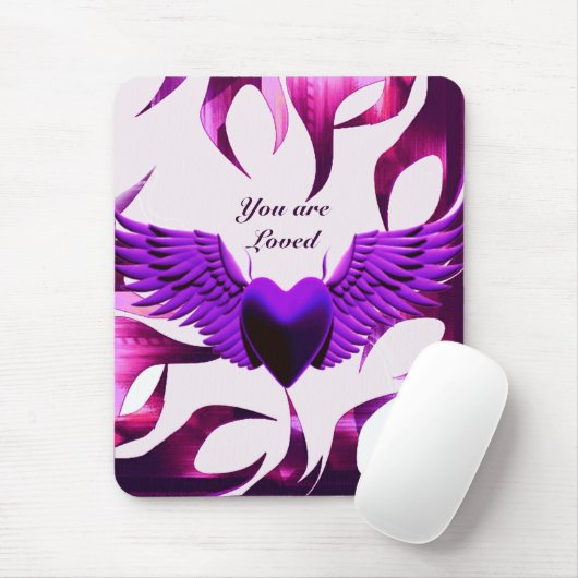 Paarse Love_ Mousepad Muismat (Met muis)