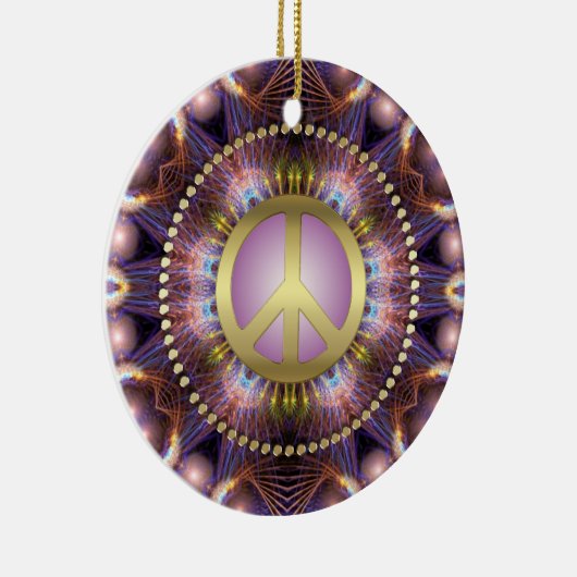Paarse Love Peace Sign NewAge-keramisch sieraad Keramisch Ornament (Rechts)