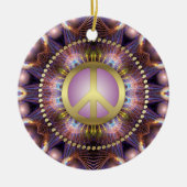 Paarse Love Peace Sign NewAge-keramisch sieraad Keramisch Ornament (Voorkant)