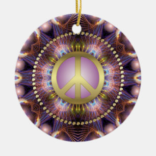 Paarse Love Peace Sign NewAge-keramisch sieraad Keramisch Ornament
