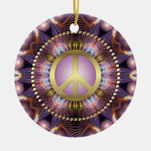 Paarse Love Peace Sign NewAge-keramisch sieraad Keramisch Ornament (Voorkant)