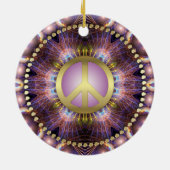 Paarse Love Peace Sign NewAge-keramisch sieraad Keramisch Ornament (Achterkant)
