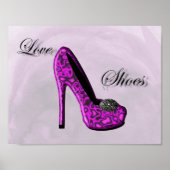 Paarse Love Shoes Stiletto Mode Poster (Voorkant)