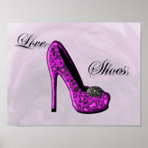 Paarse Love Shoes Stiletto Mode Poster
