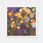 Paarse Love Trees Monogram Wedding Servetten (Voorkant)