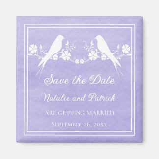 Paarse Lovebird Bloemen Save the Date-magneet Magneet