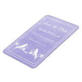 Paarse Lovebird Floral Save the Date Magnet Magneet (Linkerzijde)