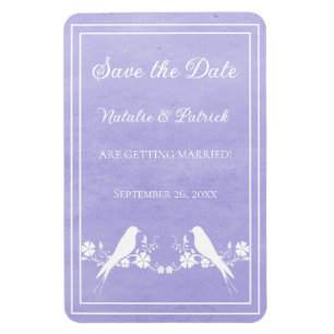 Paarse Lovebird Floral Save the Date Magnet Magneet