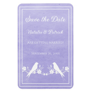 Paarse Lovebird Floral Save the Date Magnet Magneet