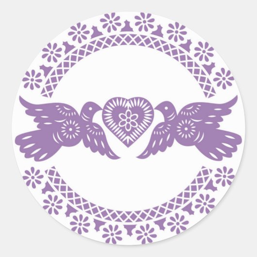 Paarse Lovebirds Envelope Seal Ronde Sticker (Voorkant)