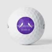 Paarse Lovevogels Floral Vine Golf Balls Golfballen (Voorkant)