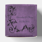 Paarse Lovevogels Foto Weddenschap Vor Box Bedankdoosjes (Bovenkant)
