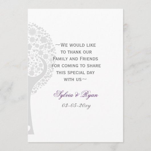 paarse lovevogels menu (Achterkant)