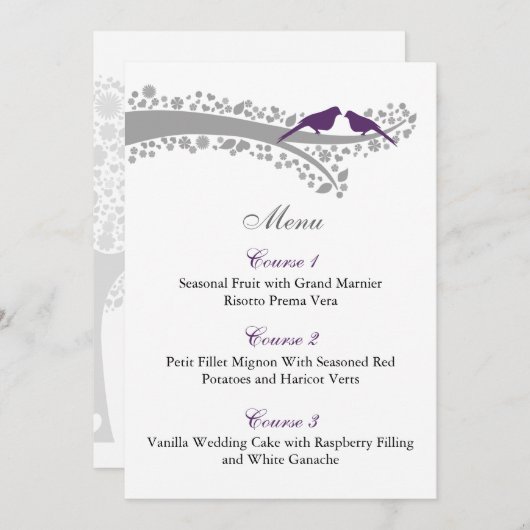 paarse lovevogels menu (Voorkant / Achterkant)