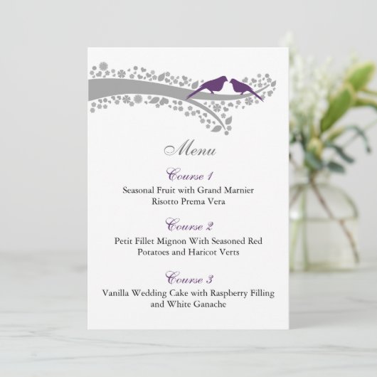 paarse lovevogels menu (Staand voorkant)