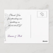 paarse lovevogels met een  bruiloft bedankt briefkaart (Achterkant)