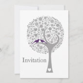 paarse lovevogels met een  bruiloft kaart (Voorkant)