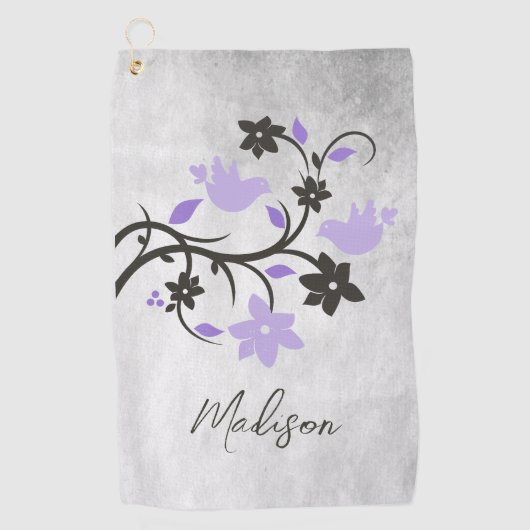 Paarse Lovevogels Persoonlijk Golfhanddoek (Voorkant)