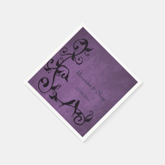 Paarse Lovevogels Wedding Napkins Servet (Hoek)