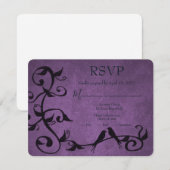 Paarse Lovevogels Wedding RSVP Kaart (Voorkant / Achterkant)