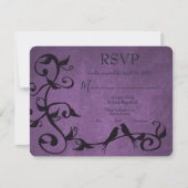 Paarse Lovevogels Wedding RSVP Kaart (Voorkant)