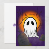 Paarse lucht oranje maan spook op kerkhof kaart (Voorkant / Achterkant)