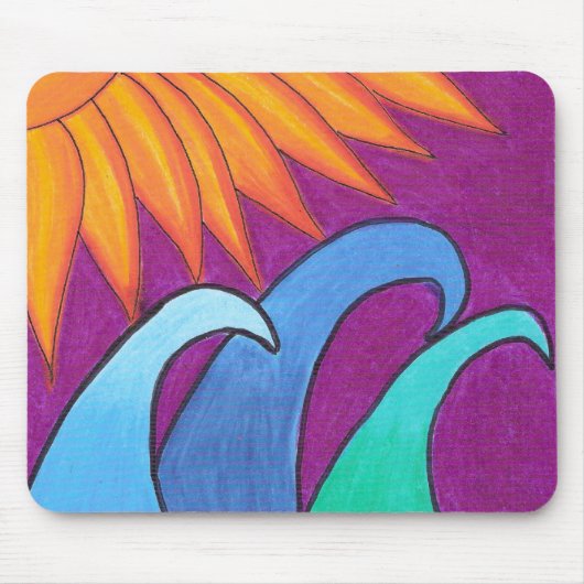 Paarse lucht over golven - Mousepad Muismat (Voorkant)