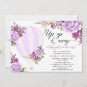 Paarse luchtballon baby shower kaart (Voorkant)