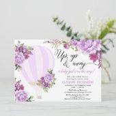 Paarse luchtballon baby shower kaart (Staand voorkant)