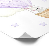 Paarse luchtballon, dieren, Bunny, maan Poster (Hoek)