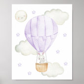 Paarse luchtballon, dieren, Bunny, maan Poster (Voorkant)