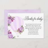 Paarse luchtballon met florele hete lucht in plaat informatiekaartje (Voorkant / Achterkant)