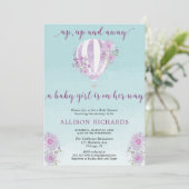 Paarse luchtballonvaarder baby shower kaart (Staand voorkant)