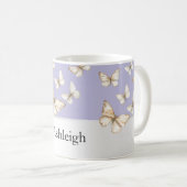 Paarse luchten & vlinders koffiemok (Voorkant rechts)