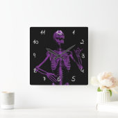 Paarse luchtgitaarskelet vierkante klok (Huis)