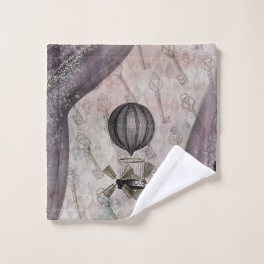 Paarse luchthaven Steampunk Glam Bad Handdoek (Wasdoekje)
