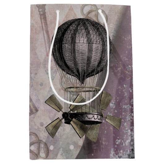  Paarse luchthaven Steampunk Glam Medium Cadeauzakje (Voorkant)