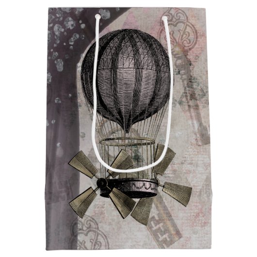  Paarse luchthaven Steampunk Glam Medium Cadeauzakje (Achterkant)