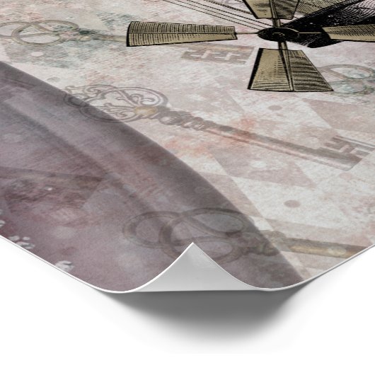 Paarse luchthaven Steampunk Glam Poster (Hoek)