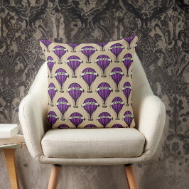 Paarse luchtschepen op Tan Steampunk-ontwerp Kussen