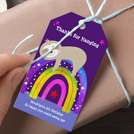 Paarse luiaard Boho regenboog Schattige moderne ve Cadeaulabel
