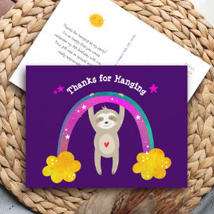 Paarse Luiaard Boho Regenboog Verjaardag Schattig Briefkaart