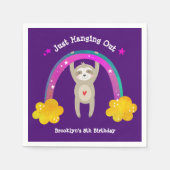 Paarse luiaard Boho regenboog verjaardag Schattige Servet (Voorkant)