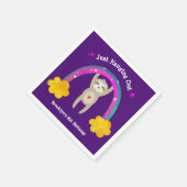 Paarse luiaard Boho regenboog verjaardag Schattige Servet (Hoek)