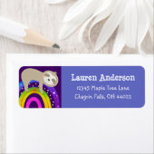 Paarse luiaard regenboog Schattige boho verjaardag Etiket (Insitu)