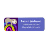 Paarse luiaard regenboog Schattige boho verjaardag Etiket (Voorkant)