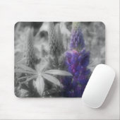 Paarse luibloemen zwart en witte mousepad muismat (Met muis)