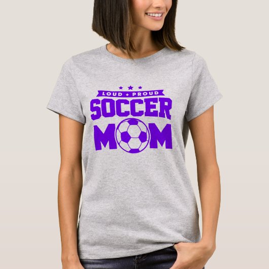 Paarse luid trots voetbal mam ontwerp t-shirt (Voorkant)