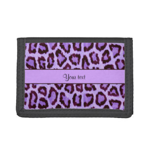 Paarse luipaard afdrukken drievoud portemonnee