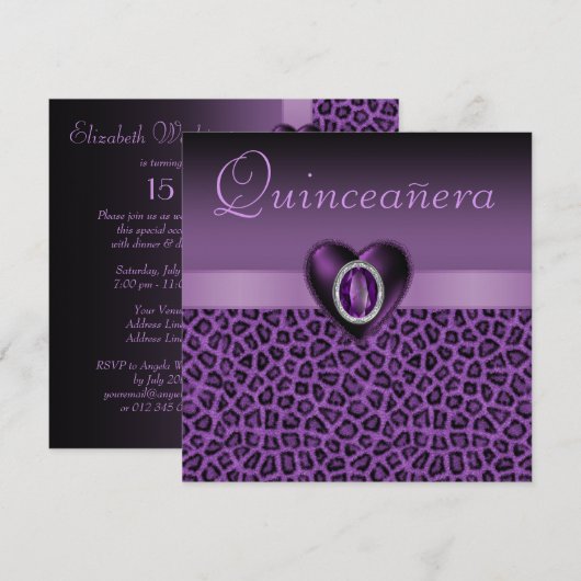 Paarse luipaard afdrukken en bundelharten Quincean Kaart (Voorkant / Achterkant)